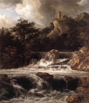  roche - Chute d’eau avec château construit sur le rocher Jacob Isaakszoon van Ruisdael
